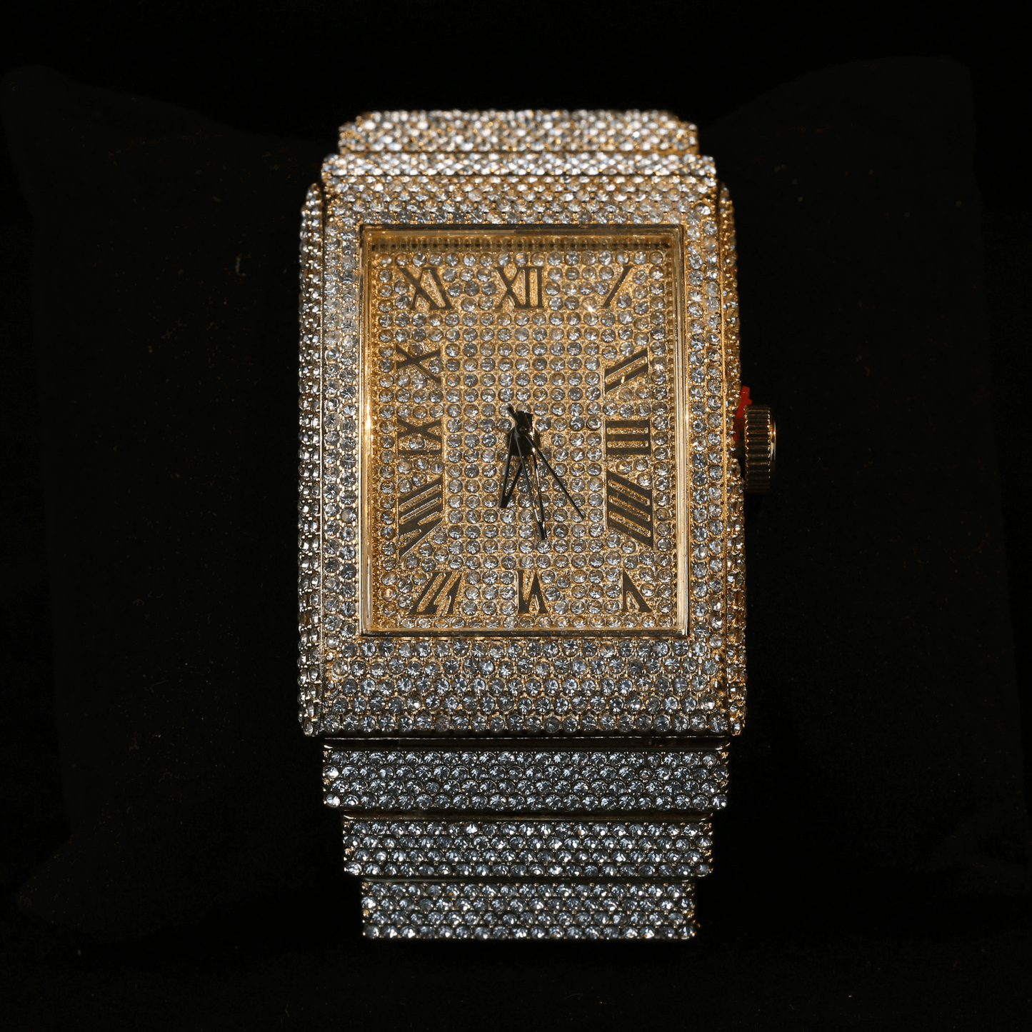 High-Quality Waterproof Business Luxury Fashion Full-Diamond Men's Watch with Square Dial and Stainless Steel Band