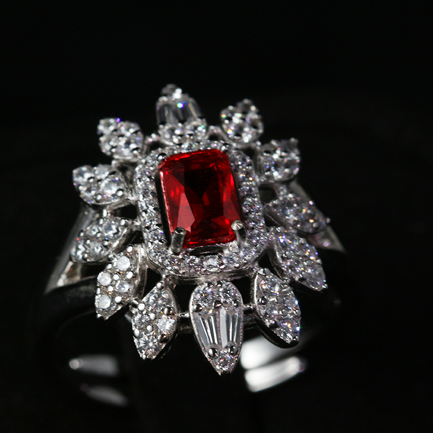 Royal Garnet Glow Halo Ring
