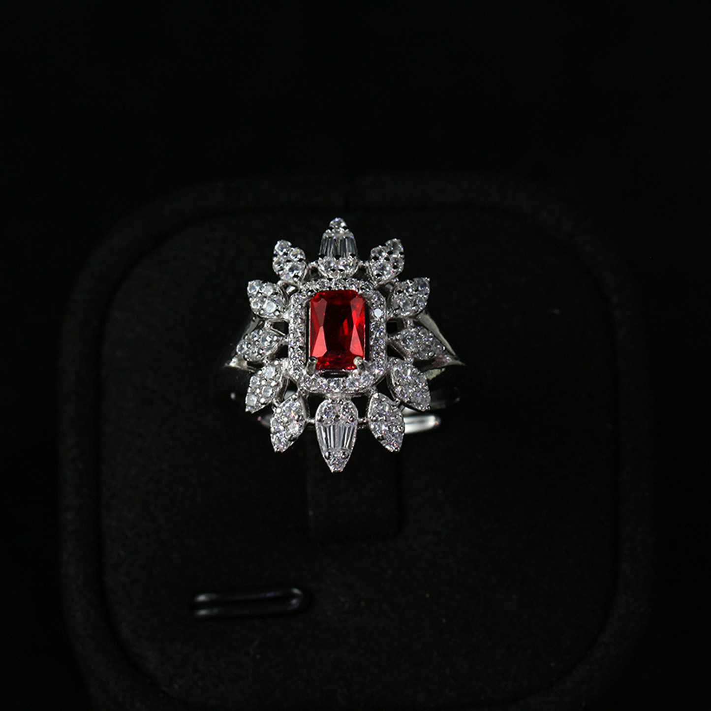 Royal Garnet Glow Halo Ring