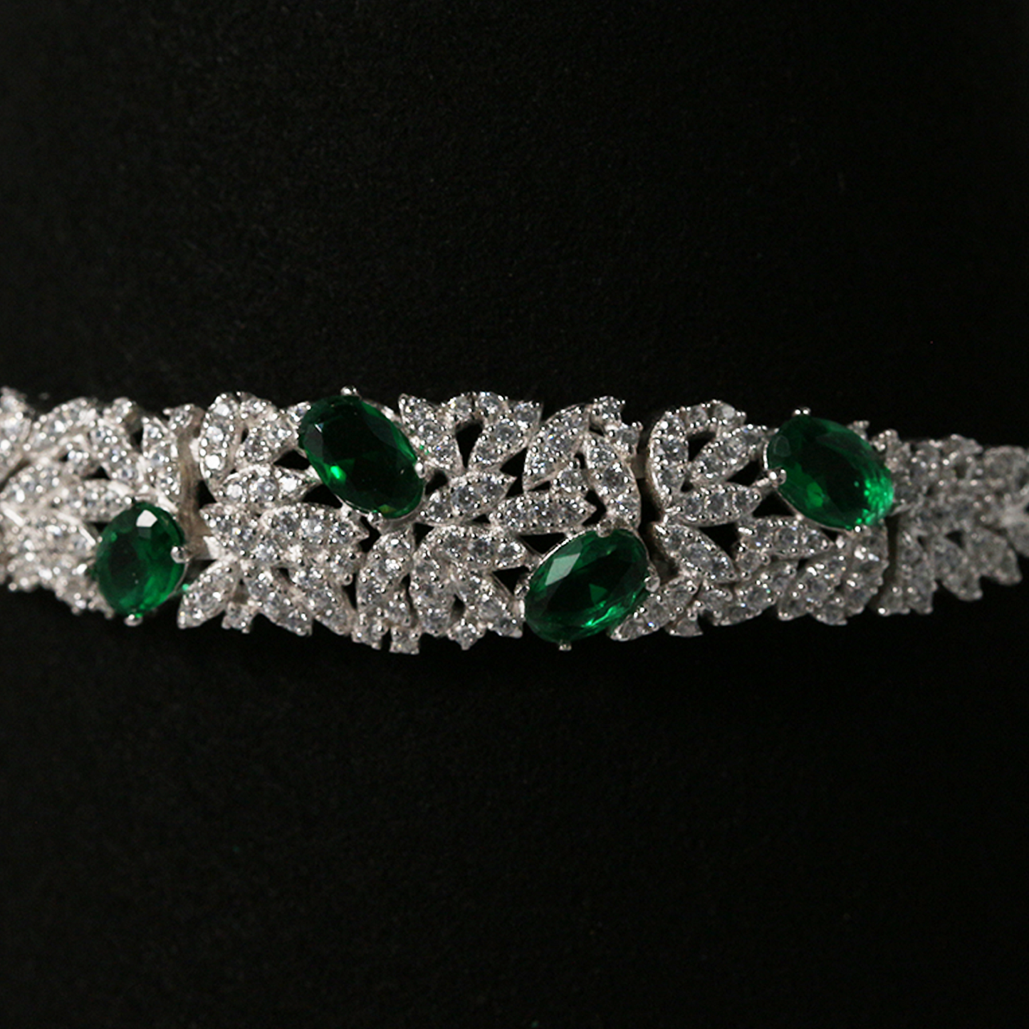 Elegant Green & White CZ Bracelet – Royal Emerald Glow Collection, 925 Sterling Silver, Adjustable Chain