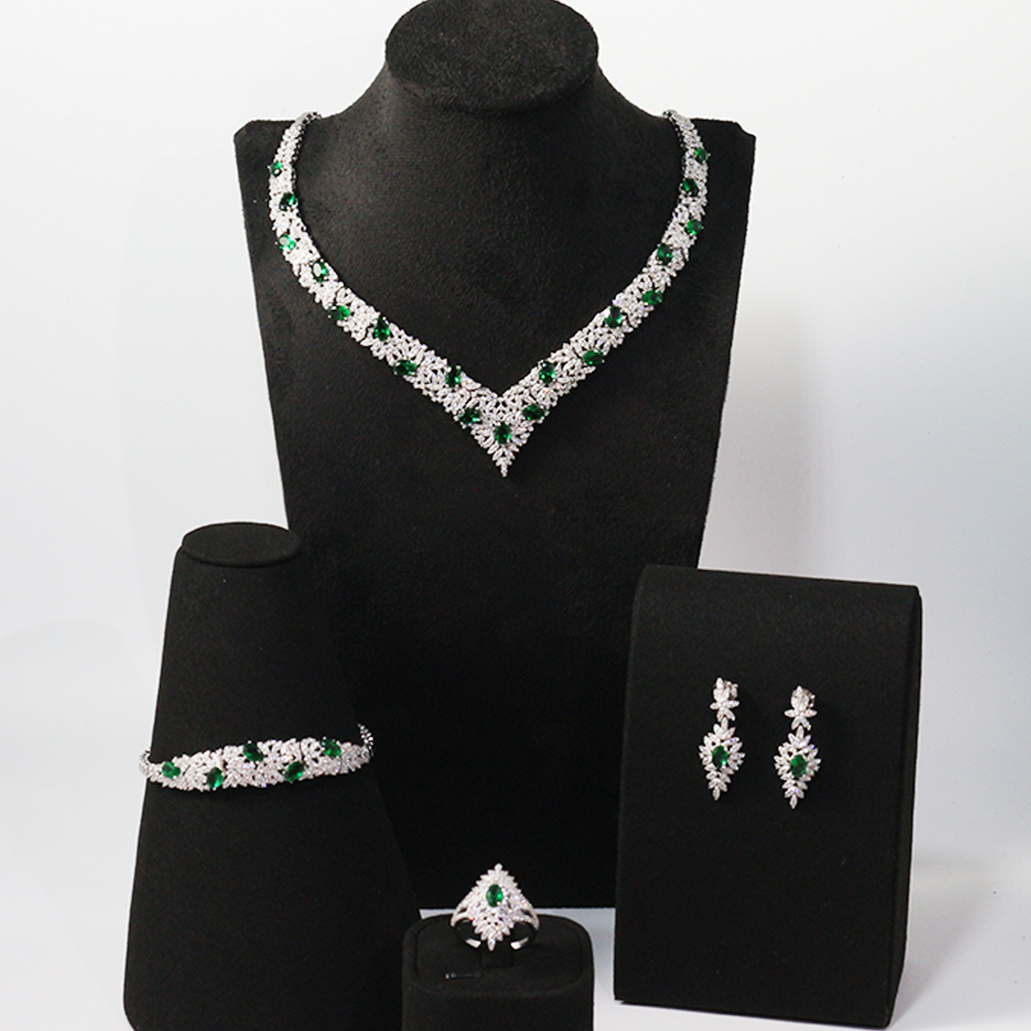 Elegant Green & White CZ Bracelet – Royal Emerald Glow Collection, 925 Sterling Silver, Adjustable Chain