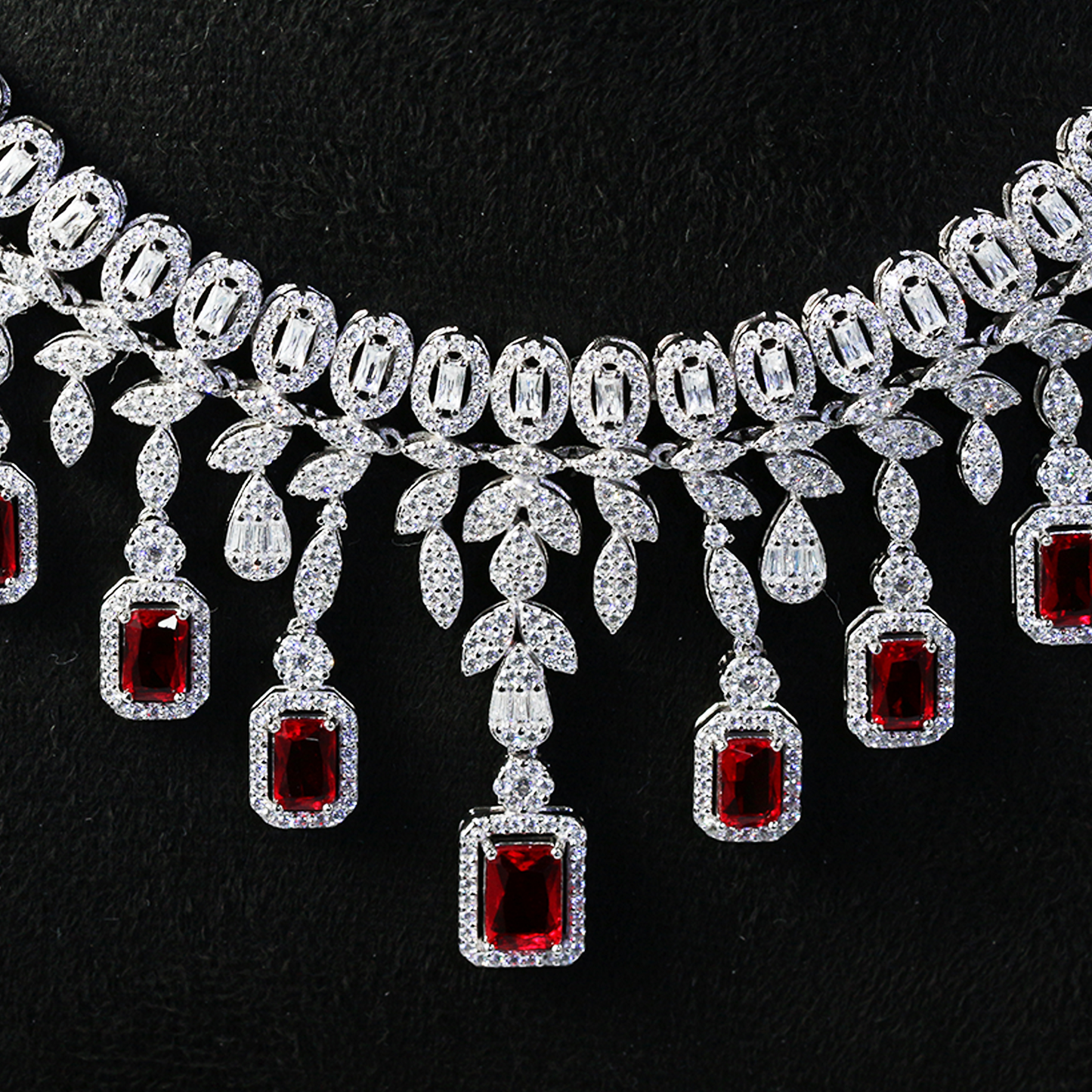 Royal Garnet Glow Statement Necklace