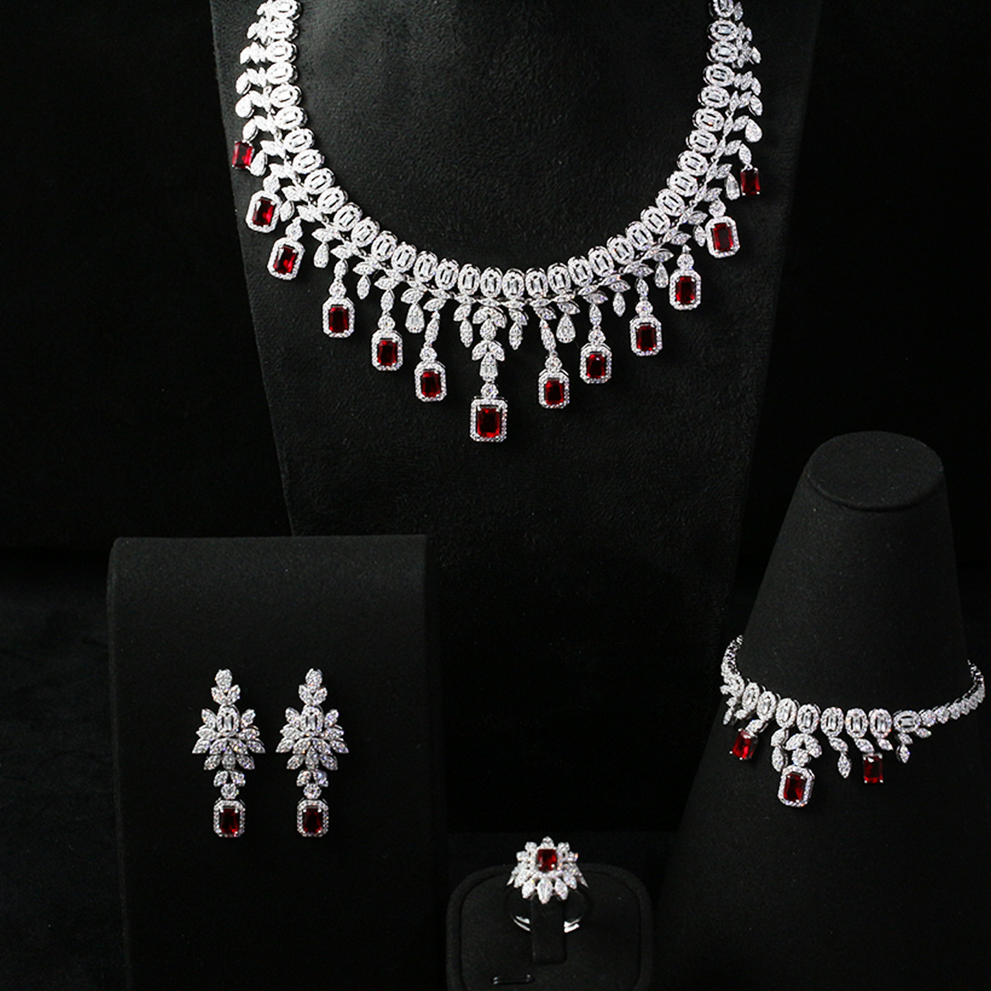 Royal Garnet Glow Statement Necklace