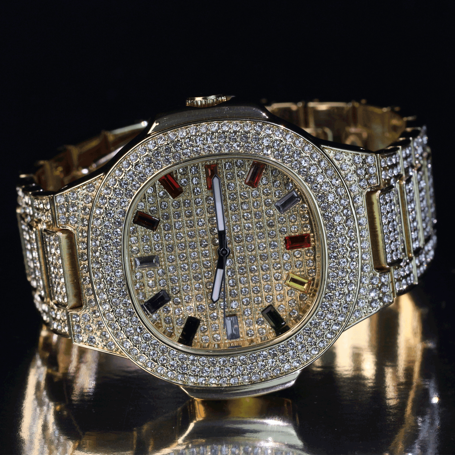 Men’s Luxury Full Diamond Watch – Waterproof Round Dial, Stainless Steel Strap, Business & Fashion Casual Timepiece
