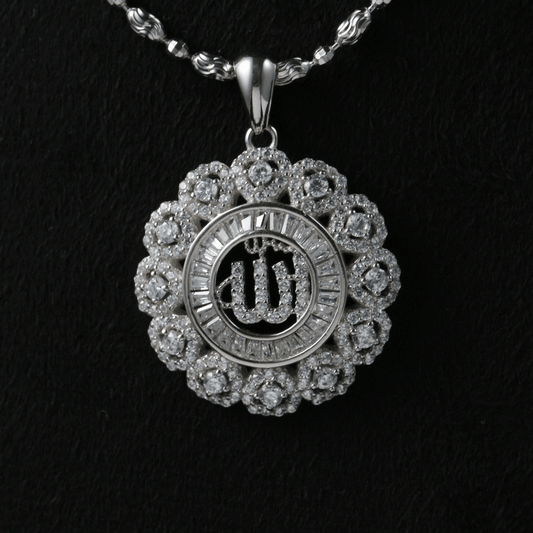 925 Sterling Silver Allah Name Pendant Necklace | Islamic Faith Jewelry | Unisex Muslim Religious Gift