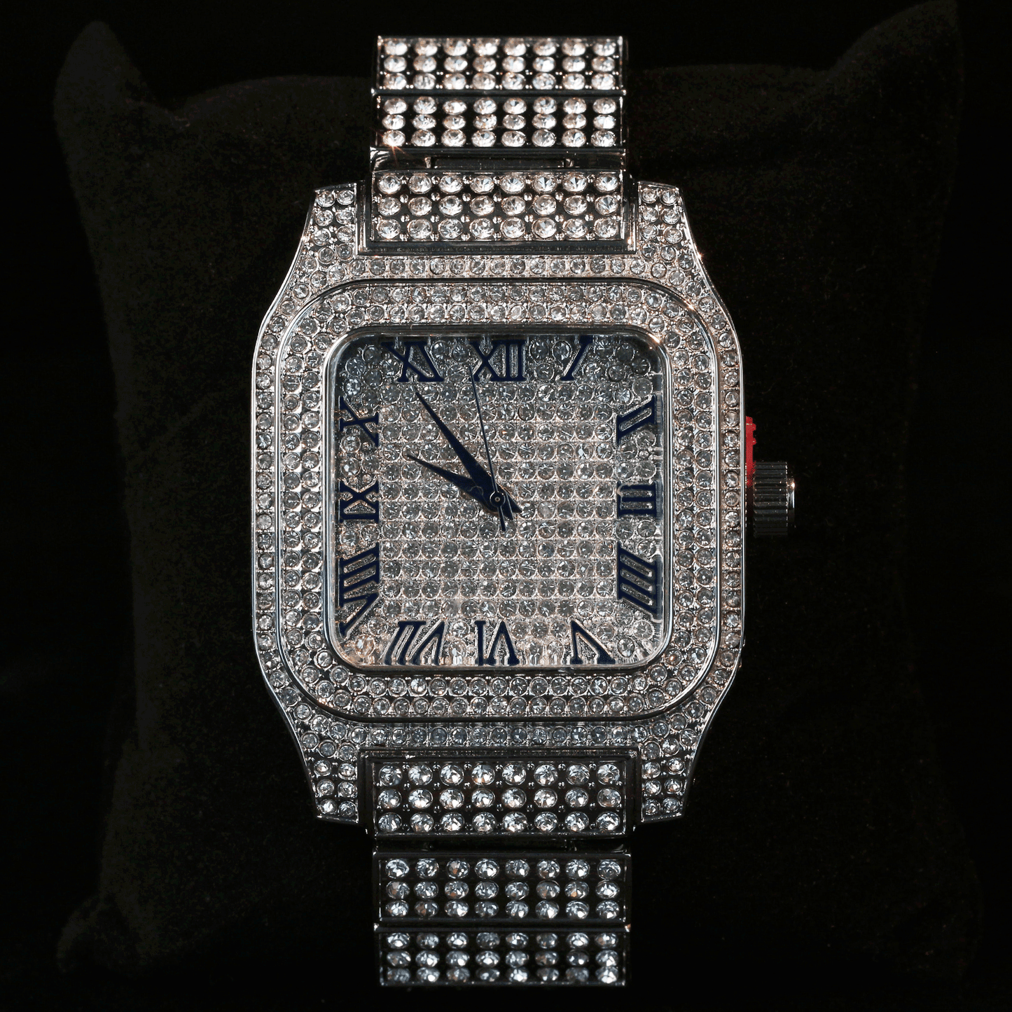 Men’s Luxury Diamond Watch – Shiny Diamond Square Dial, Waterproof, Stainless Steel Strap for Business & Fashion