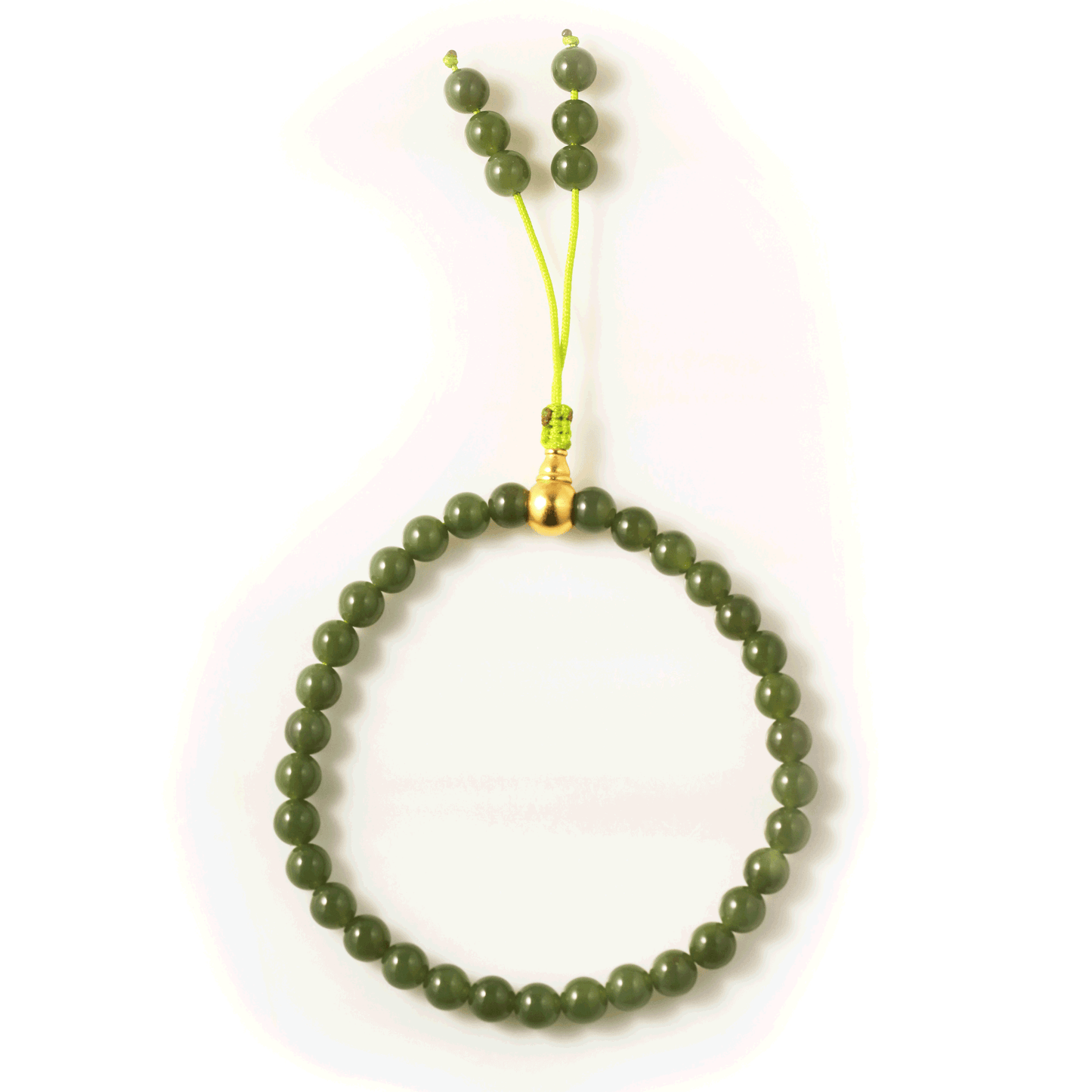 Radiant Green Tasbih – Sunshine Jade & Gold Elegance