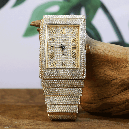 High-Quality Waterproof Business Luxury Fashion Full-Diamond Men's Watch with Square Dial and Stainless Steel Band