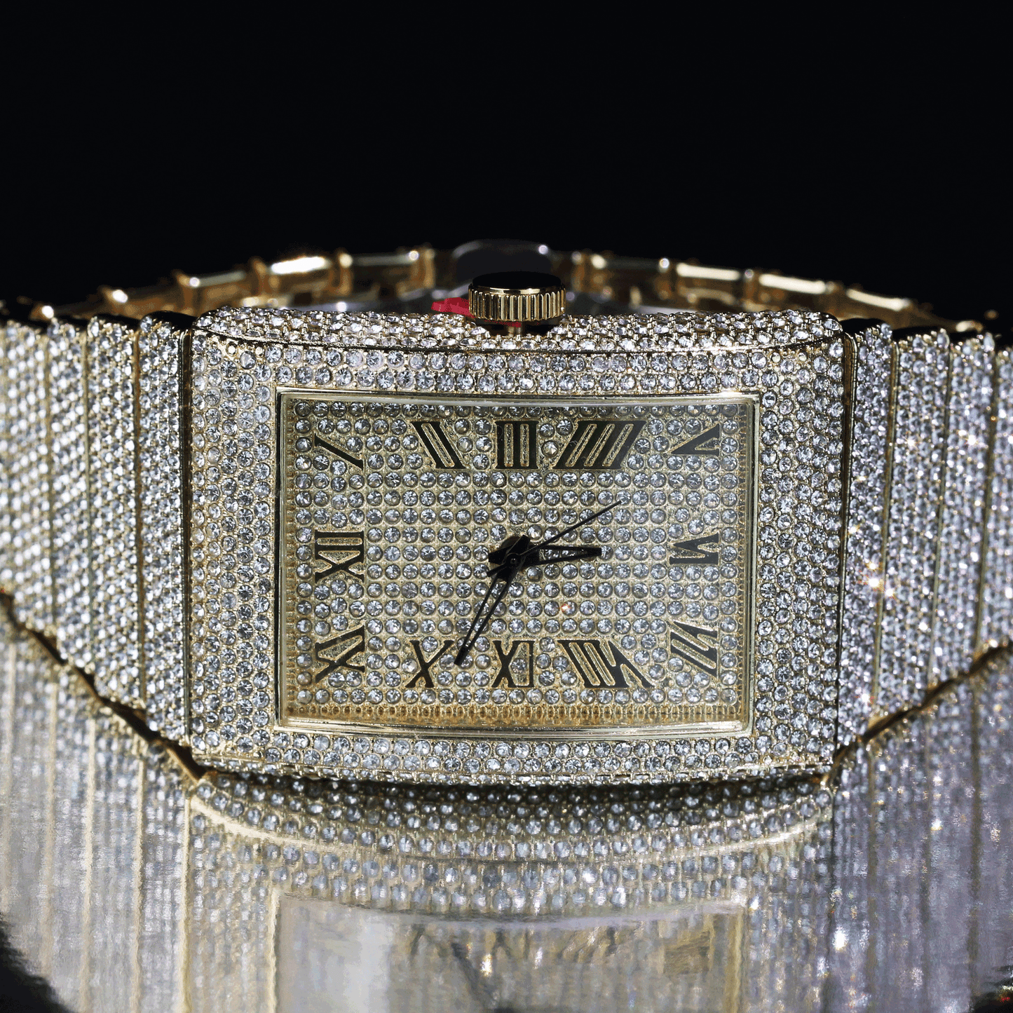 High-Quality Waterproof Business Luxury Fashion Full-Diamond Men's Watch with Square Dial and Stainless Steel Band