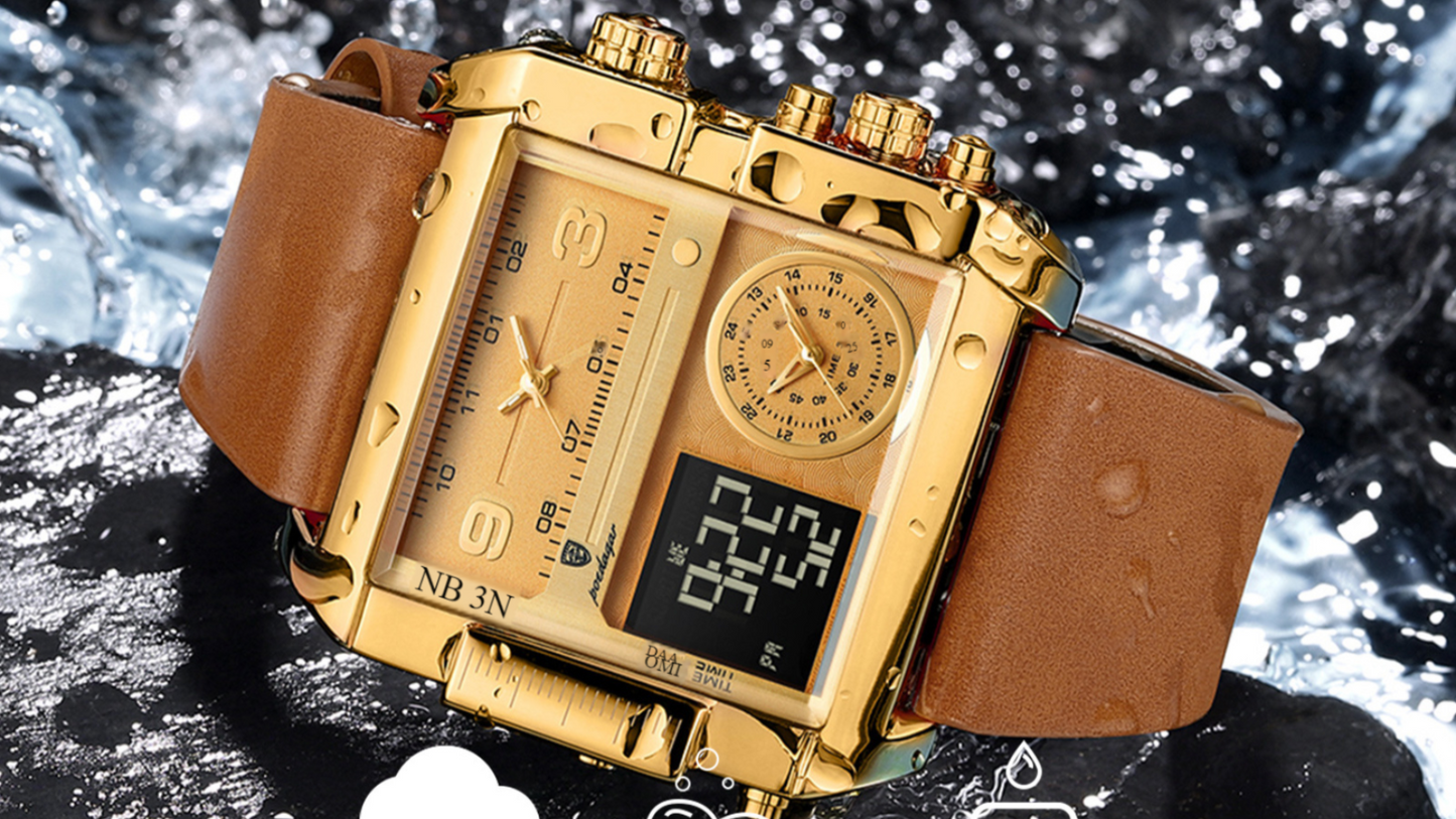 Swiss brand new men's electronic watch double display electronic quartz watch
