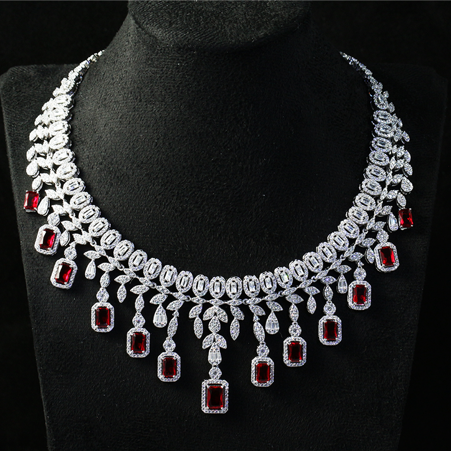 Royal Garnet Glow Statement Necklace