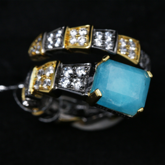 Glacier Green Elegance – Amazonite Royal Ring