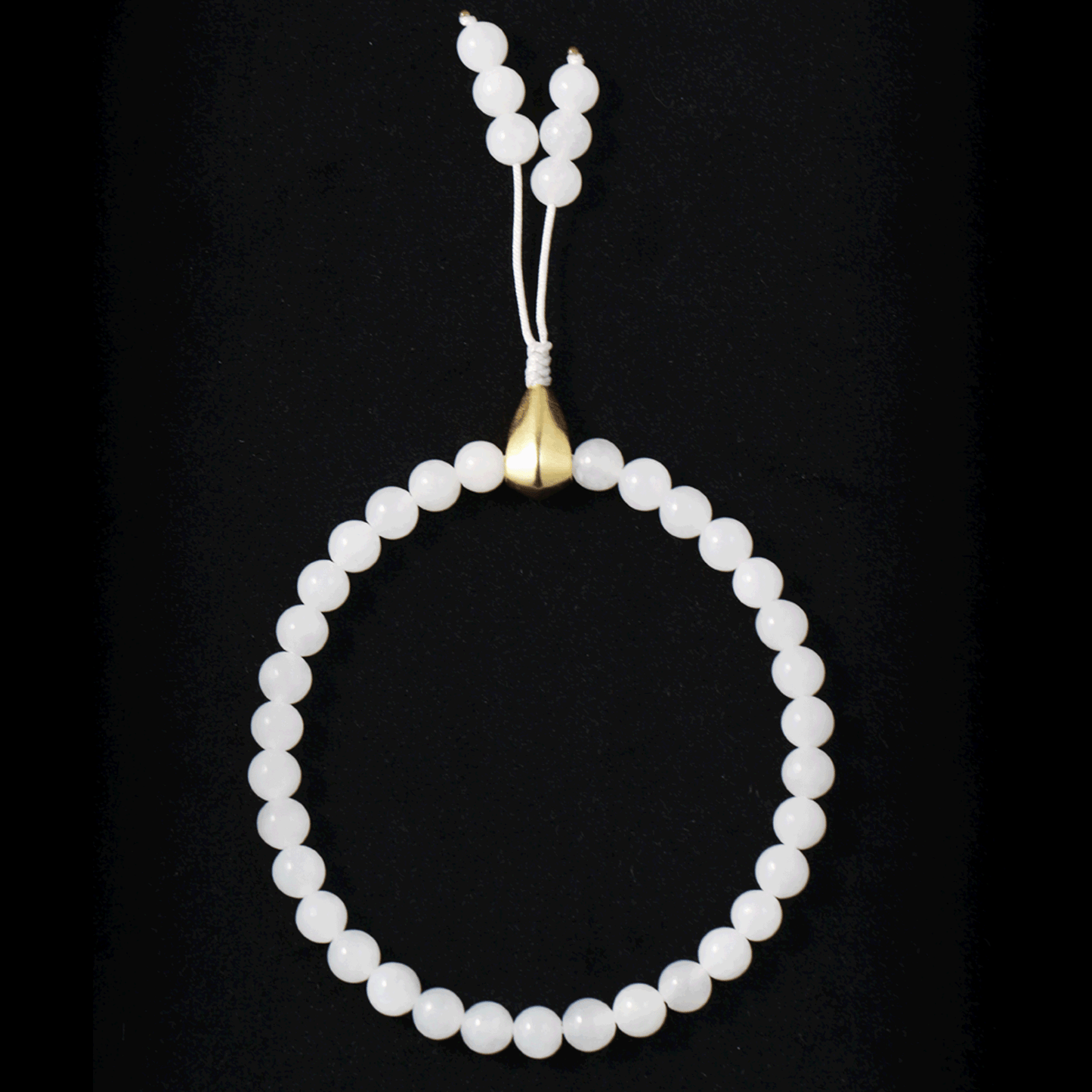 Crescent White Hetian Jade Tasbih – Purity & Devotion in Every Bead