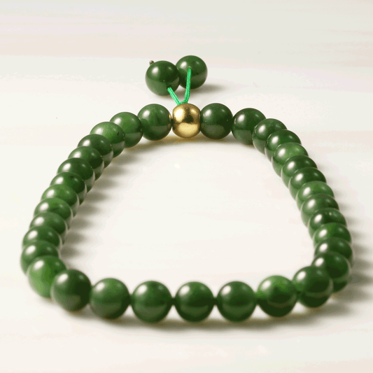 Green Harmony Hetian Jade Tasbih – Classic Jade with Golden Grace