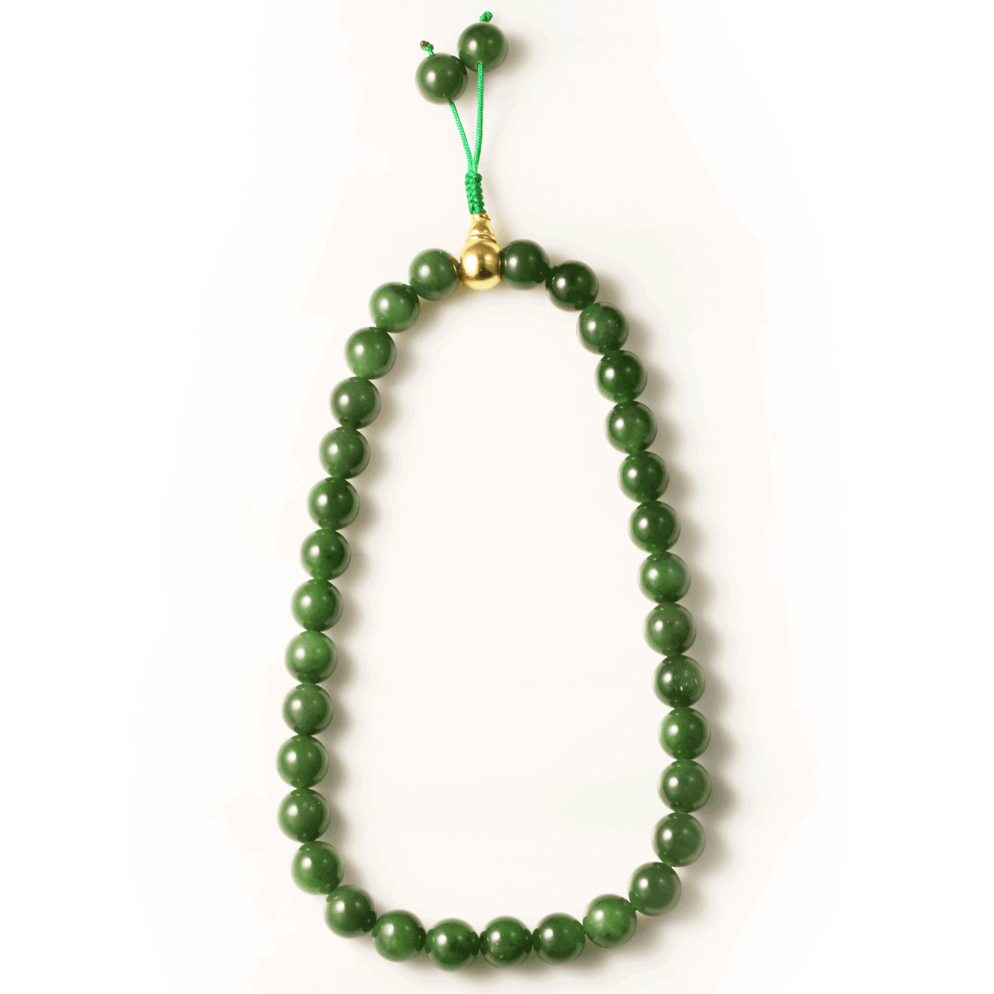 Green Harmony Hetian Jade Tasbih – Classic Jade with Golden Grace