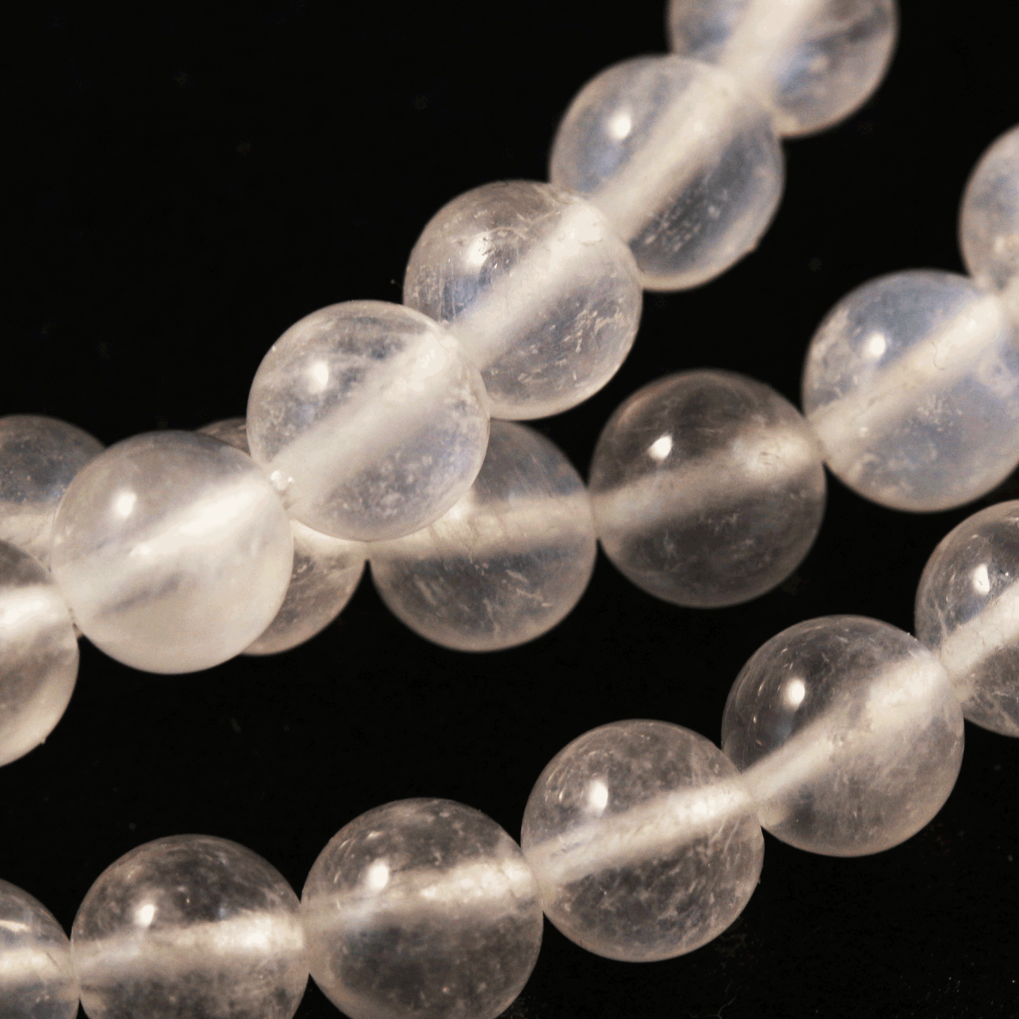 Lunar Glow Crystal Tasbih – Tranquility with Gold-Plated Silver Accent